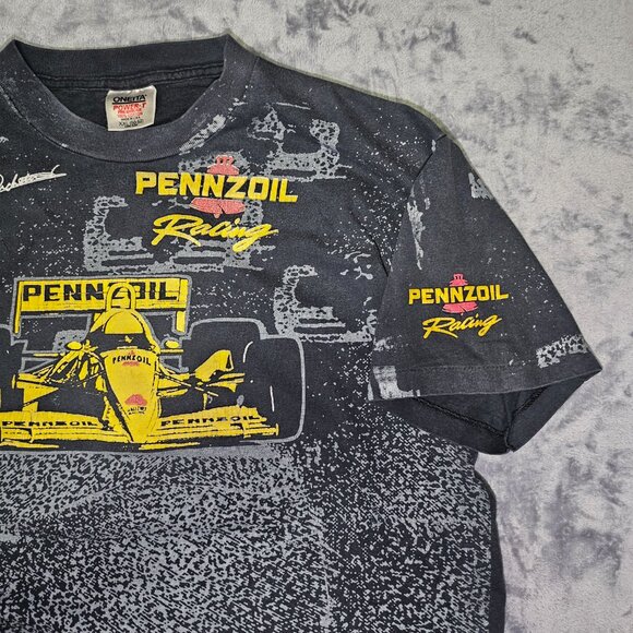 VINTAGE 90's INDYCAR PENNZOIL-HALL/VDS RACING "YELLOW SUBMARINE" AOP T-shirt XXL - Picture 6 of 10
